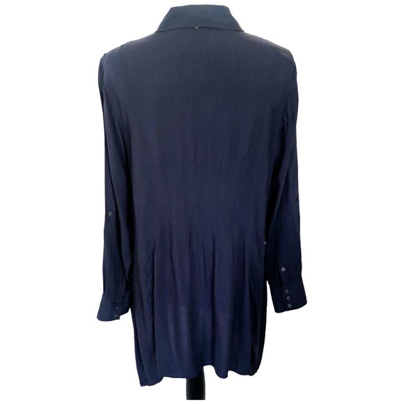 Soft Surroundings Long Line Button Down Assymetrical Flowy Tunic Shirt Dress M - Picture 10 of 16